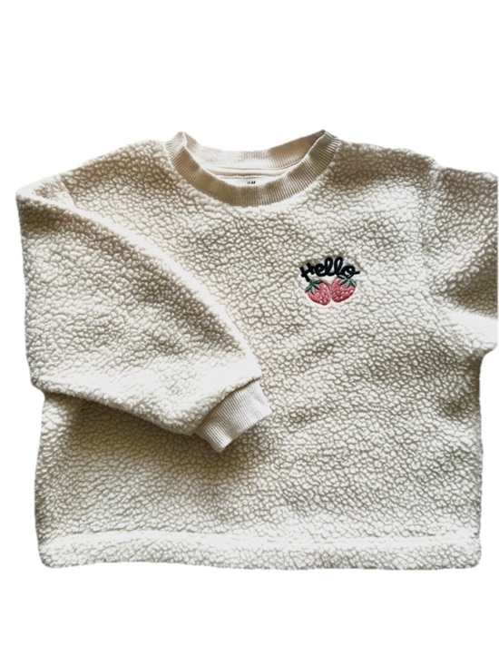 H&M Other - H&M Cream Sherpa Sweatshirt with Strawberry Patch